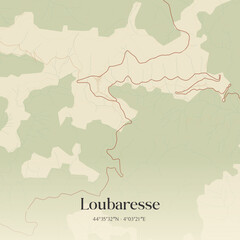Obraz premium Vintage map of Loubaresse, France.