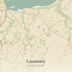 Obraz premium Vintage map of Louannec, France.