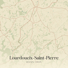 Obraz premium Vintage map of Lourdoueix-Saint-Pierre, France.