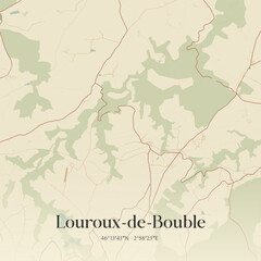 Obraz premium Vintage map of Louroux-de-Bouble, France.