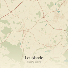 Fototapeta premium Vintage map of Louplande, France.