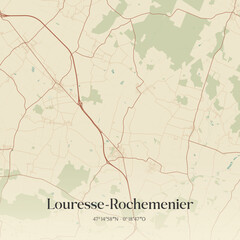 Fototapeta premium Vintage map of Louresse-Rochemenier, France.