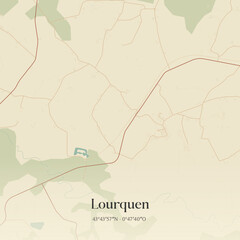Obraz premium Vintage map of Lourquen, France.