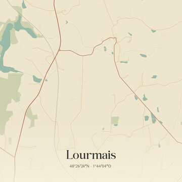 Vintage map of Lourmais, France.