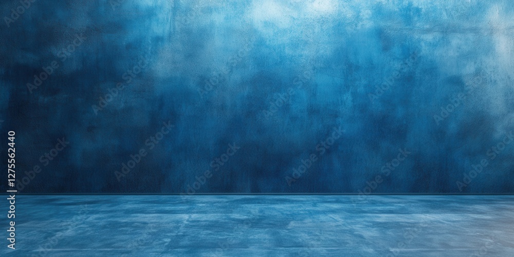 Leinwandbilder elegant blue plaster wall background with a smooth surface and subtle texture, featuring a rich grad