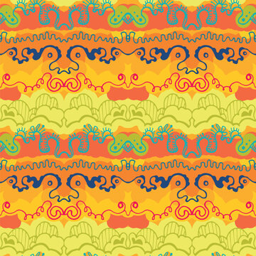 bright colored abstract hand-drawn pattern, soft doodle background. Seamless pattern for design or print