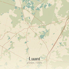 Fototapeta premium Vintage map of Luant, France.