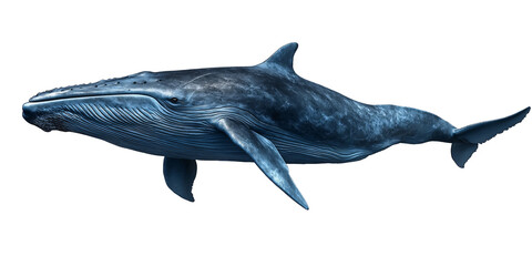 Blue whale illustration isolated on transparent background.