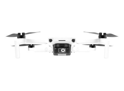 Drone isolated on white , Modern drone with camera isolated on white