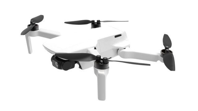 Drone isolated on white , Modern drone with camera isolated on white