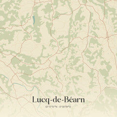 Fototapeta premium Vintage map of Lucq-de-Béarn, France.