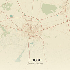 Obraz premium Vintage map of Luçon, France.