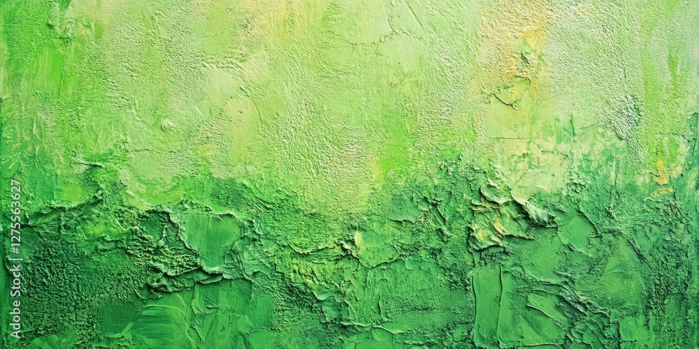 Poster textured green abstract background with various shades of vibrant green blending and layered, creati