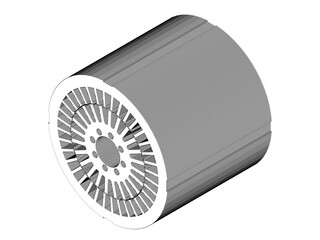 Stator and rotor electromagnetic sheet metal black and white isolated on white background
