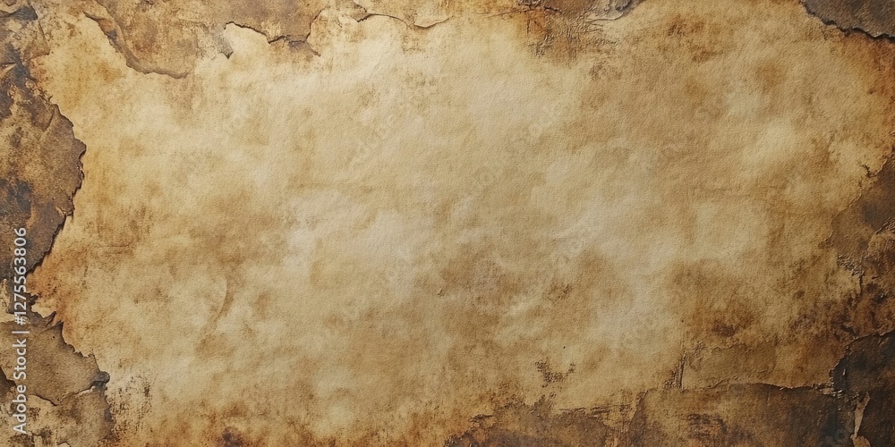 Poster aged paper texture with rugged brown and beige tones features a worn surface providing a retro blank