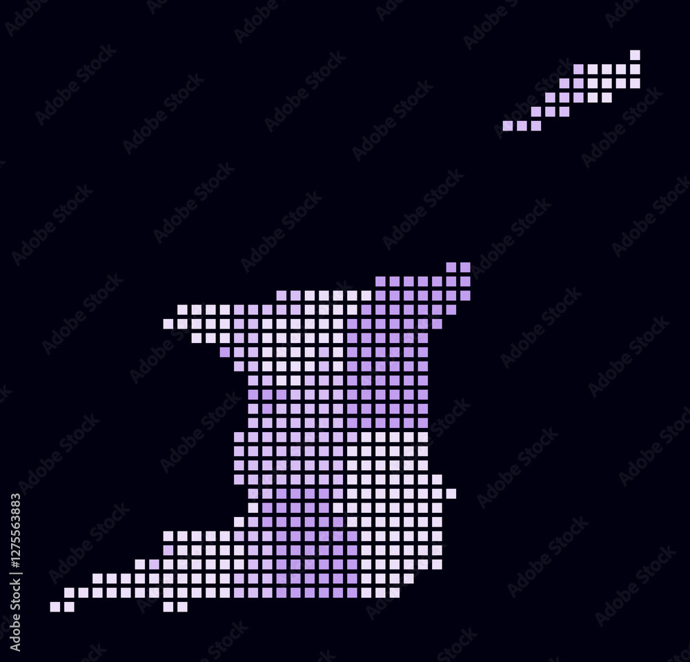 Poster trinidad and tobago dotted map. digital style map of the country on dark background. trinidad and to