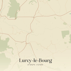 Obraz premium Vintage map of Lurcy-le-Bourg, France.