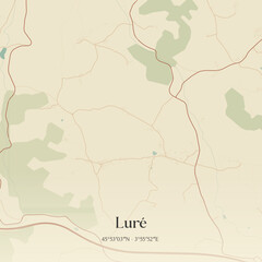 Obraz premium Vintage map of Luré, France.