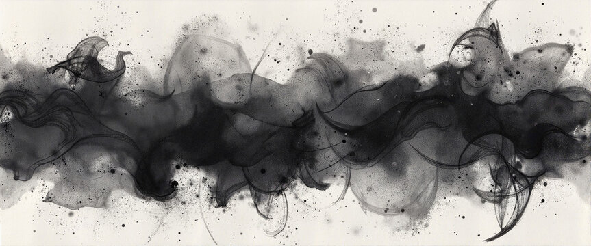Abstract charcoal swirl on textured paper, expressive artistry