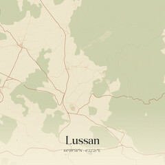 Obraz premium Vintage map of Lussan, France.