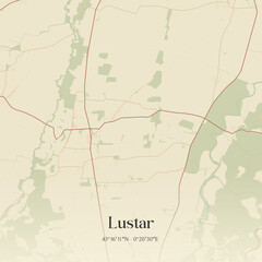 Fototapeta premium Vintage map of Lustar, France.