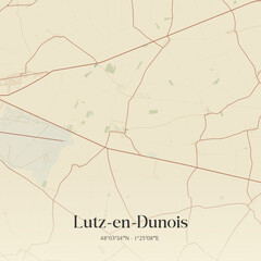 Fototapeta premium Vintage map of Lutz-en-Dunois, France.