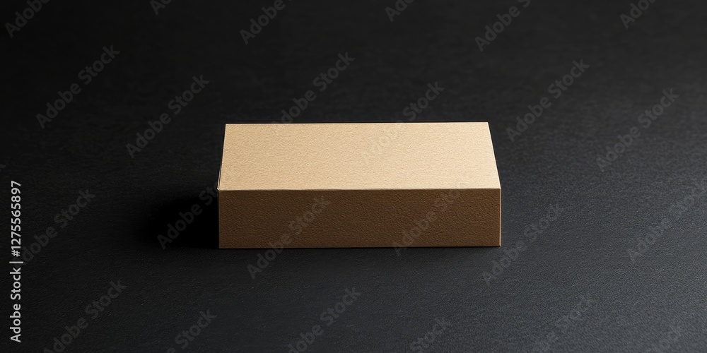 Poster minimalist brown box on a dark textured surface, centered for emphasis, showcasing clean lines and s