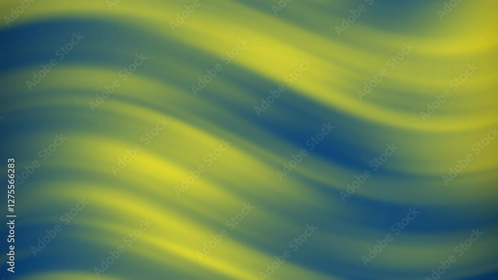 Poster a vibrant abstract background featuring flowing waves of blue and yellow, creating a sense of moveme