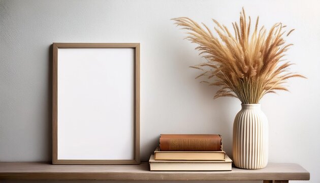 Whimsical WinterFall Still Life Rustic Vintage Touch with Grass Bouquet and Books on Bench, Bringing Warmth and Coziness to the Chilly Outdoor Scene.