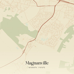 Fototapeta premium Vintage map of Magnanville, France.