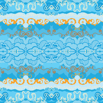 bright colored abstract hand-drawn pattern, soft doodle background. Seamless pattern for design or print