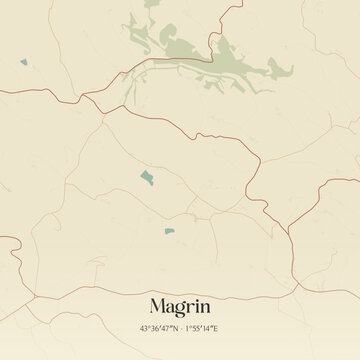 Vintage map of Magrin, France.