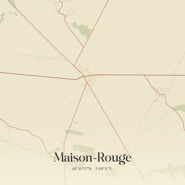 Vintage map of Maison-Rouge, France.
