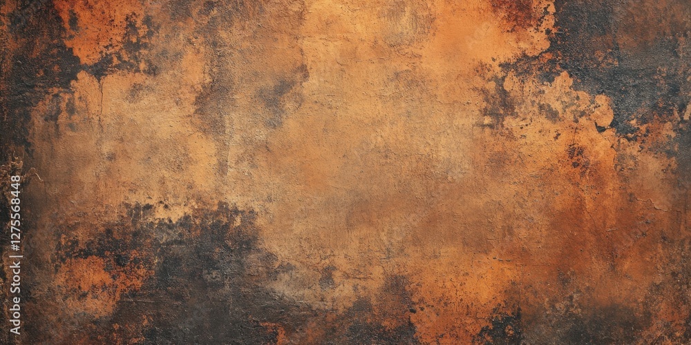 Poster Aged brown background with rusty texture featuring deep orange and dark brown tones creating a vintage and worn appearance ideal for design projects