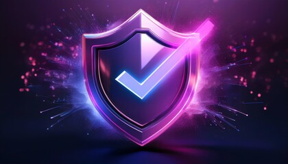 A vibrant shield icon featuring a checkmark, symbolizing protection and security against digital threats.