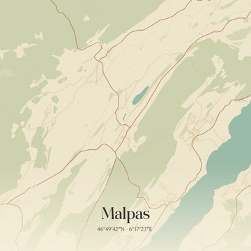 Vintage map of Malpas, France.