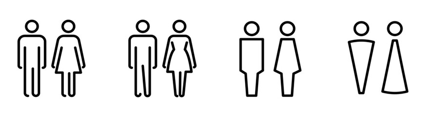 トイレマーク案内標識のイラストピクトグラムサインアイコン2線