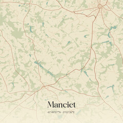 Obraz premium Vintage map of Manciet, France.