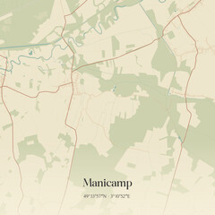 Obraz premium Vintage map of Manicamp, France.