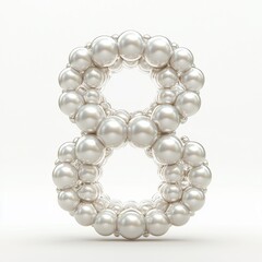 Fototapeta premium Number 8 made of elegant white pearls with a lustrous shine isolated on a clean white background