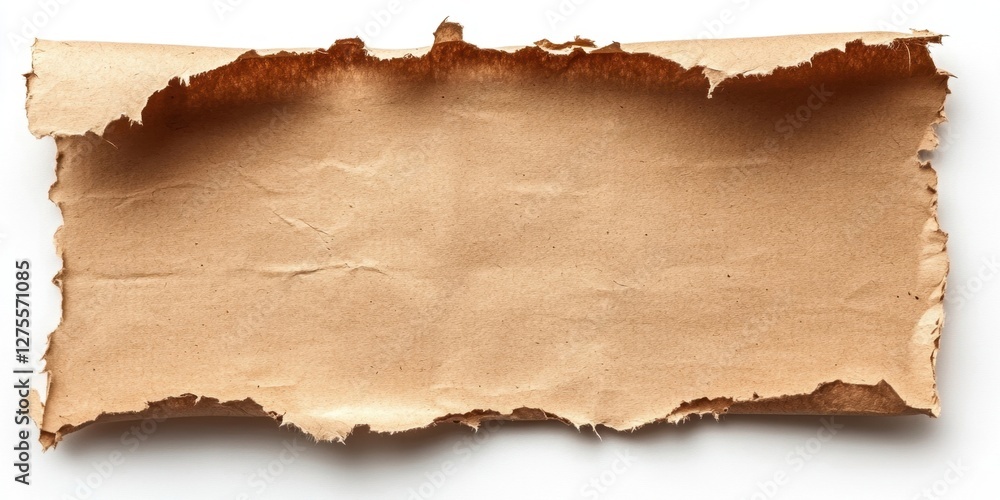 Leinwandbilder rough edged kraft paper fragment in warm brown color positioned horizontally on a clean white backgr