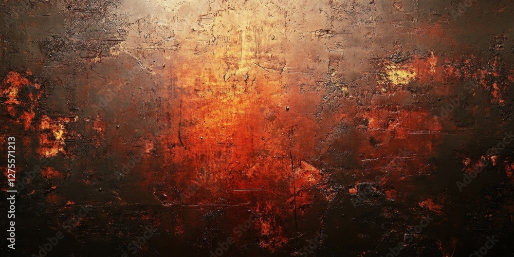 Leinwandbilder Rustic abstract background featuring a rugged metallic texture in deep reds and blacks with a coarse quality, exhibiting a grungy aesthetic.
