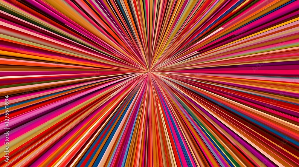 Poster colorful speed lines radiating from center in abstract art for background design use