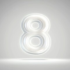 Fototapeta premium Number 8 made of pure glowing white light with a soft halo effect isolated on a clean white background