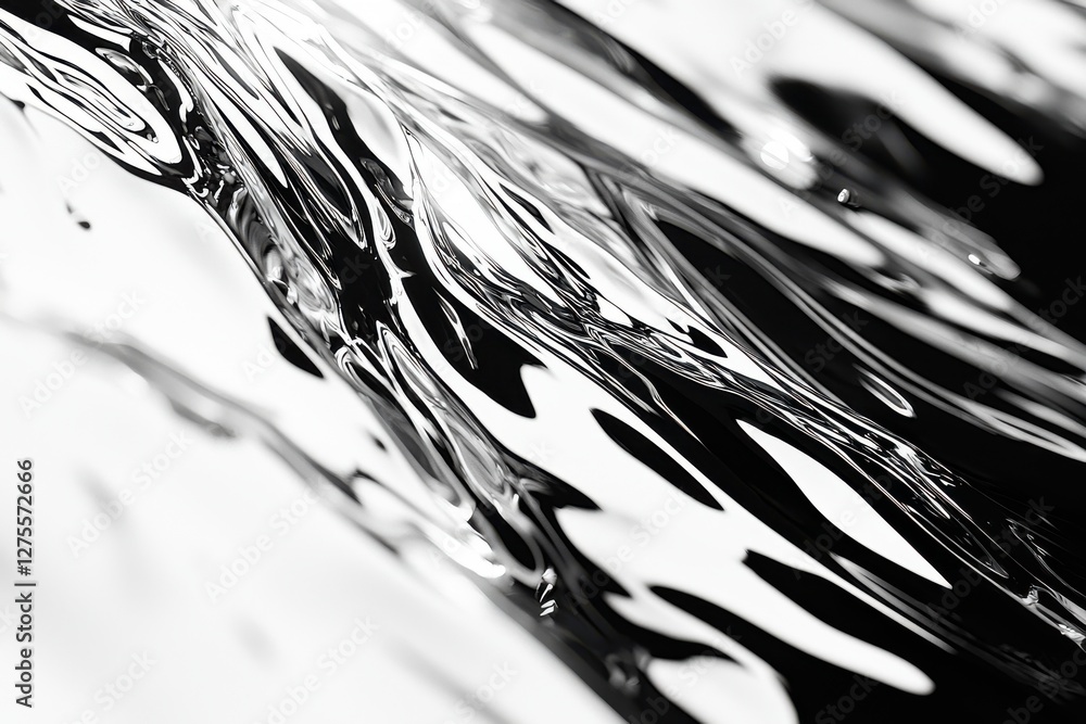 Aufkleber abstract monochrome background with flowing liquid texture, featuring dynamic black and white gradie