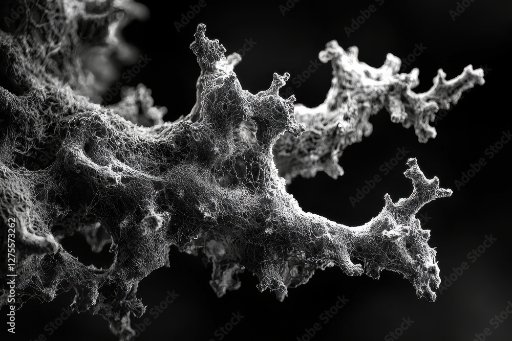 Aufkleber a striking monochrome abstract image, featuring a complex, branching structure reminiscent of coral 