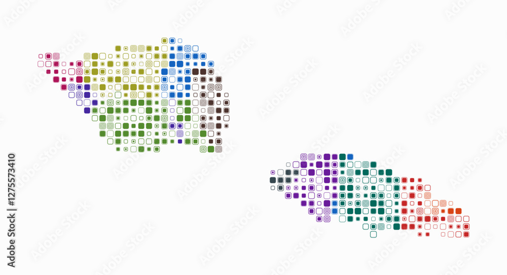 Poster samoa, shape of the country build of colored cells. digital style map of the samoa on white backgrou