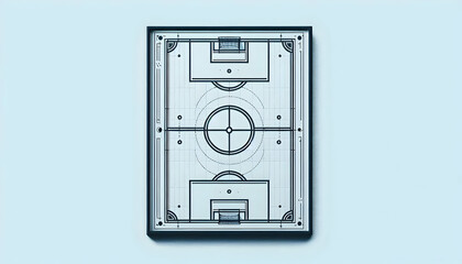 American Football A minimalist and modern vector illustration of a soccer field, using clean lines and geometric accur3