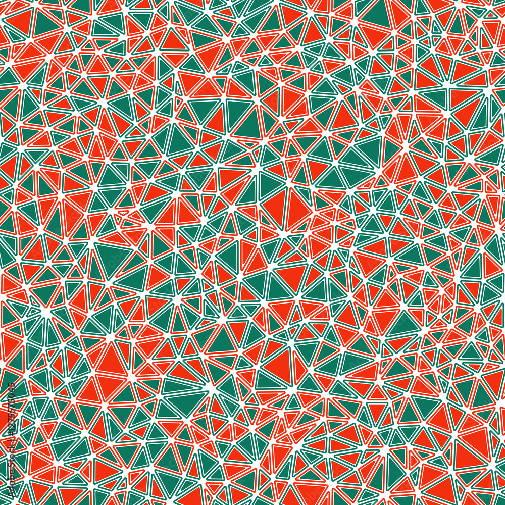 Poster tileable abstract background. rounded solid shapes in frames. small triangles size. multicolored sty