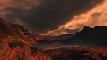 Naklejka premium Awe-Inspiring Volcanic Landscape with Autumnal Colors